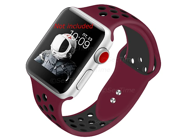 (image for) Perforated Silicone Watch Strap For Apple iWatch 38mm/40mm Maroon/Black Small