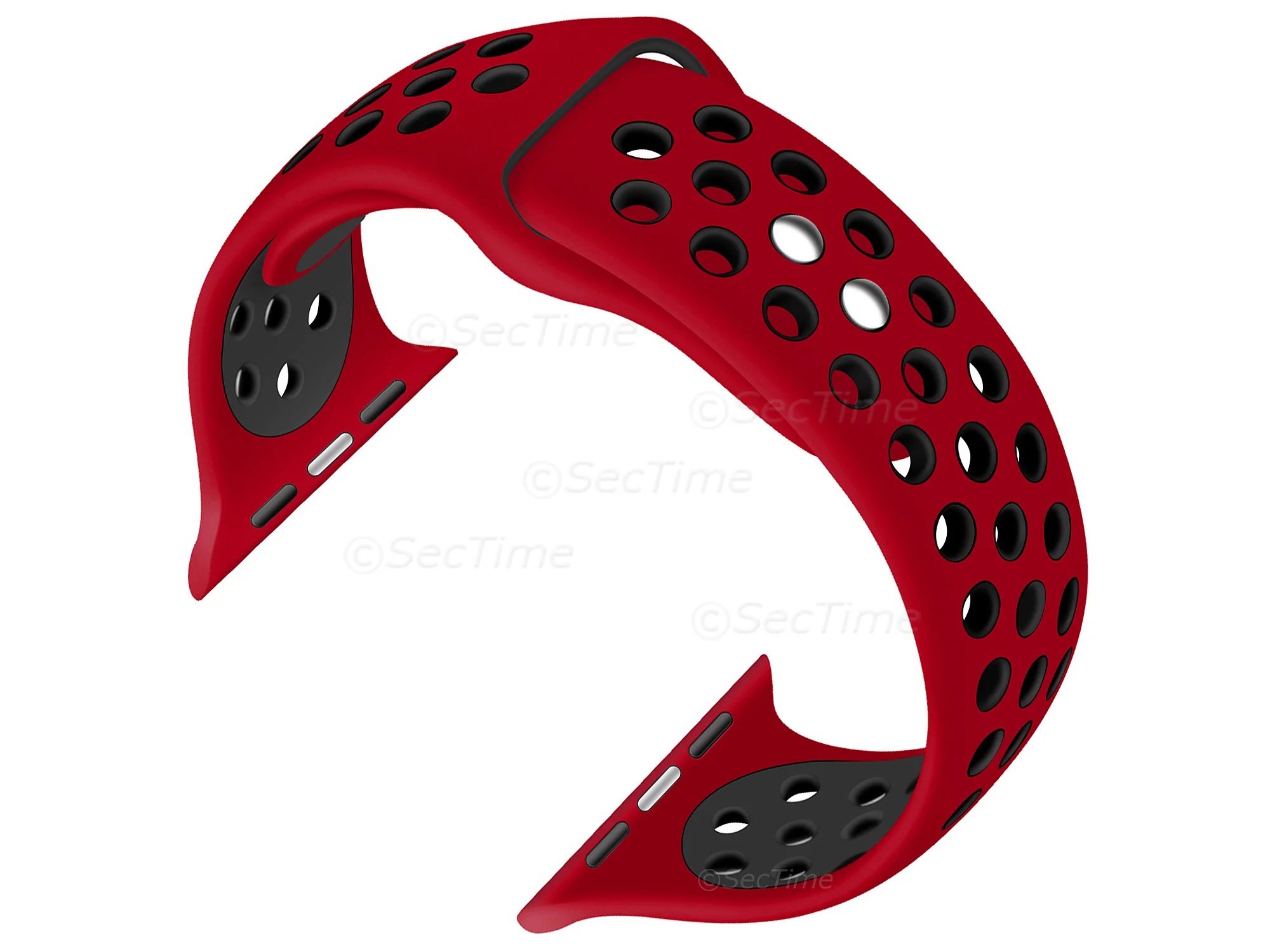 (image for) Perforated Silicone Watch Strap For Apple iWatch 38mm/40mm Red/Black Small (1)