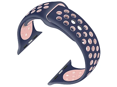 (image for) Perforated Silicone Watch Strap For Apple iWatch 38mm/40mm Navy Blue/Pink Small (1)