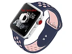 (image for) Perforated Silicone Watch Strap For Apple iWatch 38mm/40mm Navy Blue/Pink Large