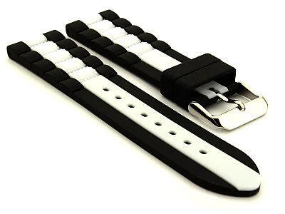 (image for) Two-colour Silicone Waterproof Watch Strap FORTE Black/White 20mm (1)