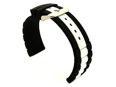 (image for) Two-colour Silicone Waterproof Watch Strap FORTE Black/White 20mm