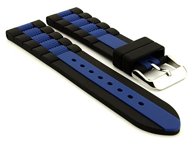 (image for) Two-colour Silicone Waterproof Watch Strap FORTE Black/Blue 24mm (1)