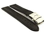 (image for) Genuine Leather Watch Strap Freiburg Deployment Clasp Black / Black 20mm