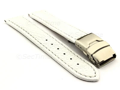 (image for) Genuine Leather Watch Strap Freiburg Deployment Clasp White / White 18mm