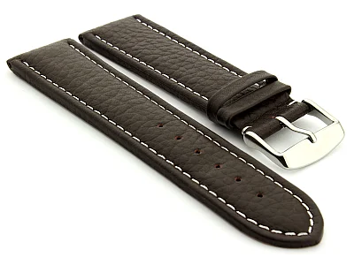 (image for) Watch Strap Band Freiburg RM Genuine Leather 18mm Dark Brown/White