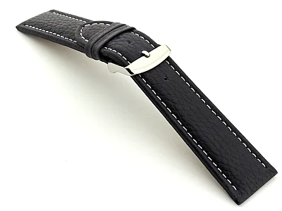 (image for) Watch Strap Band Freiburg RM Genuine Leather 18mm Navy Blue/White (1)