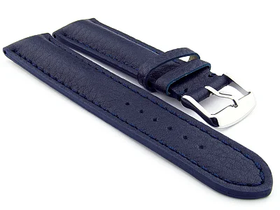 (image for) Padded Watch Strap Genuine Leather FREIBURG VIP Navy Blue/Blue 20mm