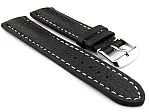 (image for) Padded Watch Strap Genuine Leather FREIBURG VIP Black/White 22mm