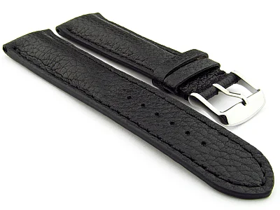 (image for) Padded Watch Strap Genuine Leather FREIBURG VIP Black/Black 18mm