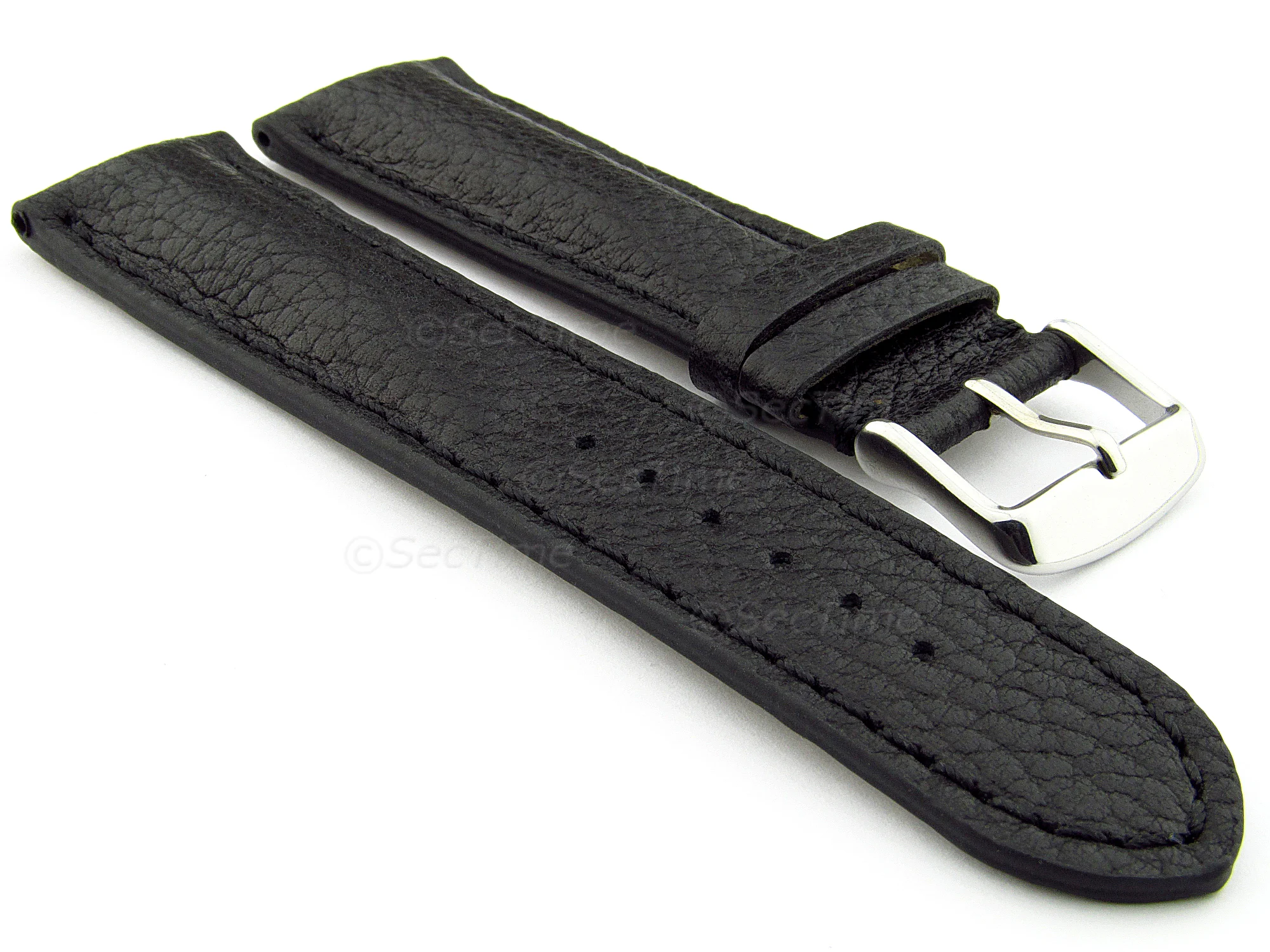 (image for) Padded Watch Strap Genuine Leather FREIBURG VIP Black/Black 18mm