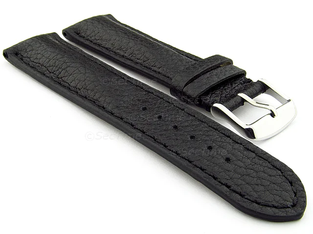 (image for) Padded Watch Strap Genuine Leather FREIBURG VIP Black/Black 18mm