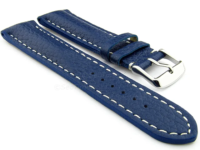 (image for) Padded Watch Strap Genuine Leather FREIBURG VIP Blue/White 18mm