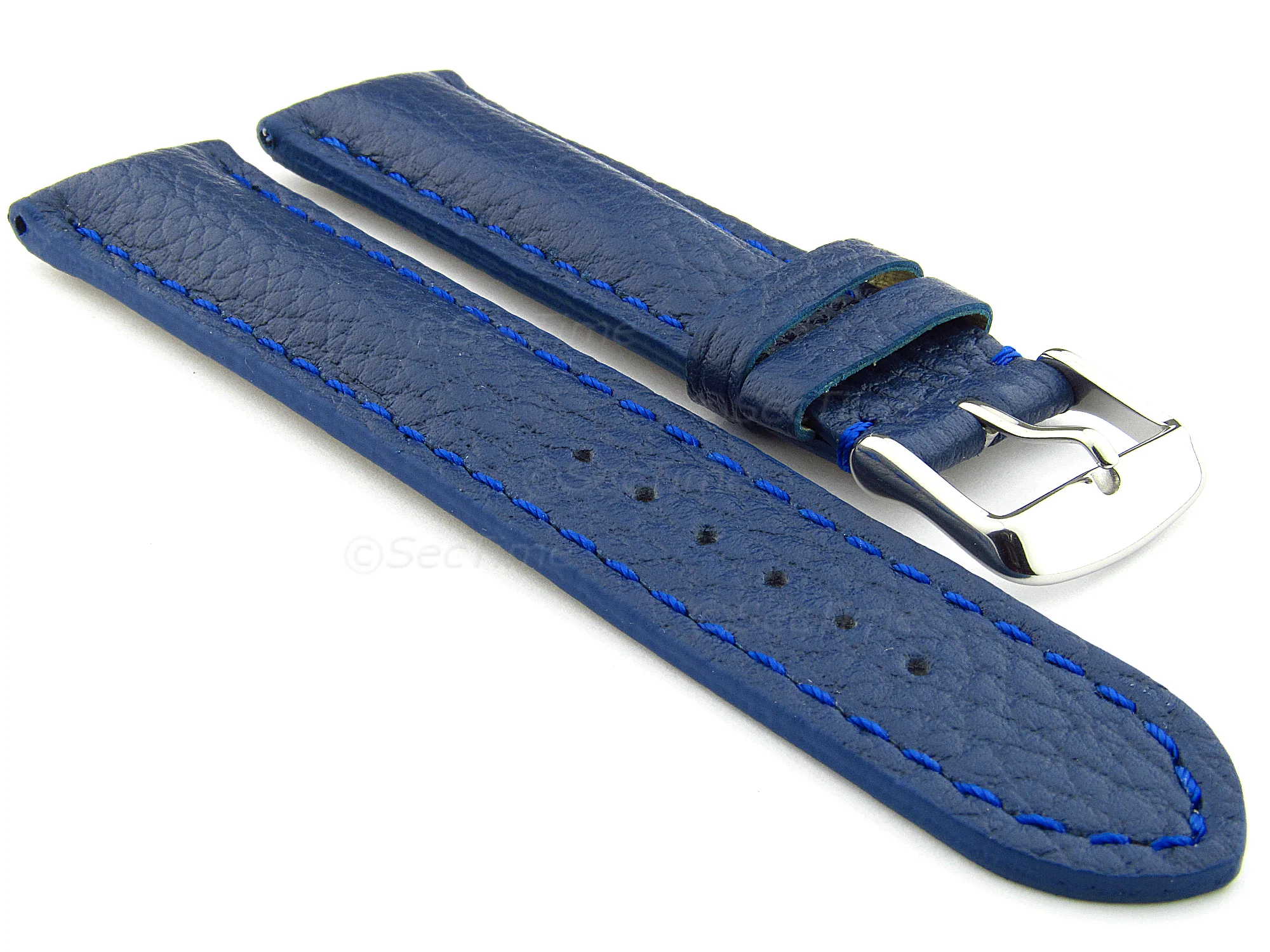(image for) Padded Watch Strap Genuine Leather FREIBURG VIP Blue/Blue 24mm
