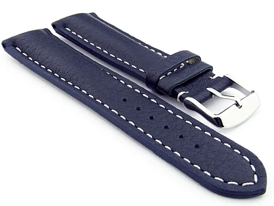 (image for) Padded Watch Strap Genuine Leather FREIBURG VIP Navy Blue/White 18mm