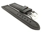 (image for) Waterproof Leather Watch Strap Galaxy Black 24mm