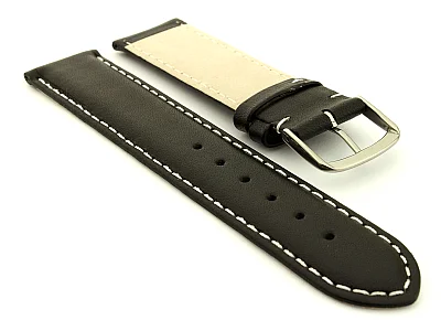 (image for) Genuine Leather Watch Strap Genk Black / White 17mm (1)