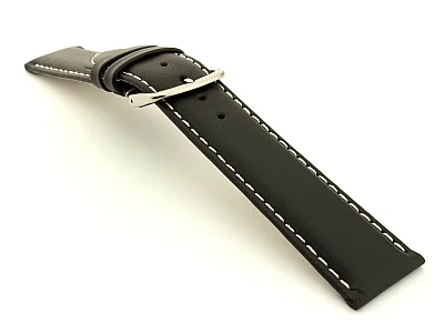 (image for) Genuine Leather Watch Strap Genk Black / White 17mm (2)