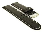 (image for) Genuine Leather Watch Strap Genk Black / White 17mm