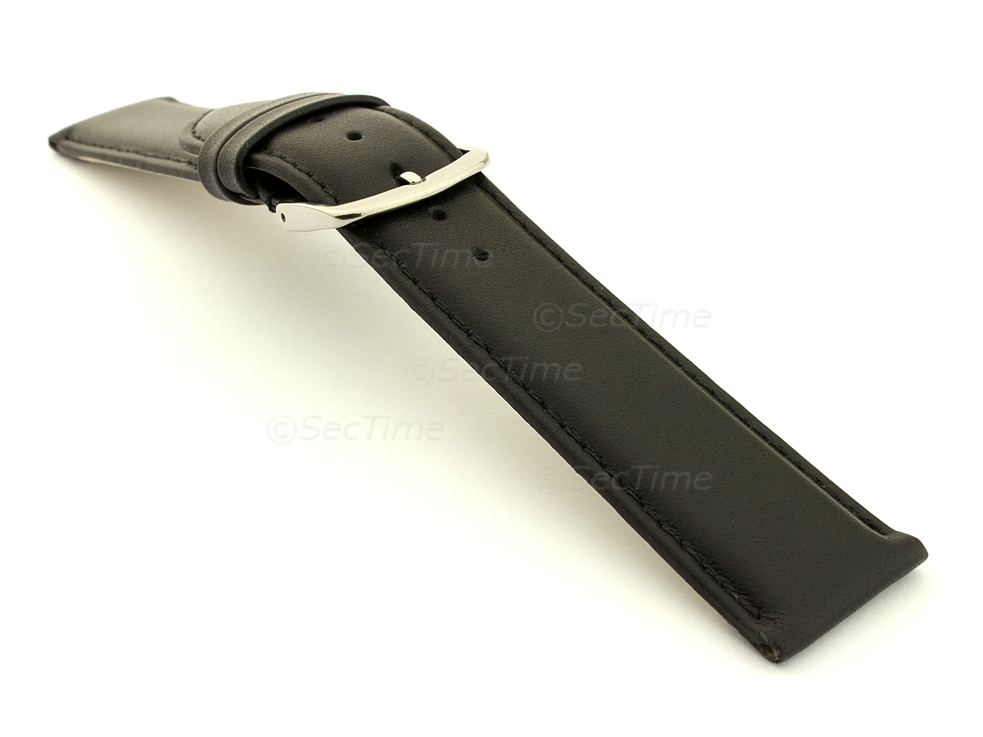(image for) Genuine Leather Watch Strap Genk Black / Black 17mm (2)
