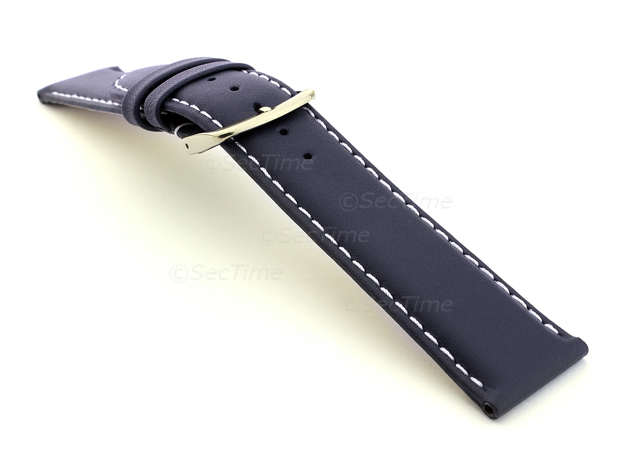 (image for) Genuine Leather Watch Strap Genk Black / Black 17mm (7)
