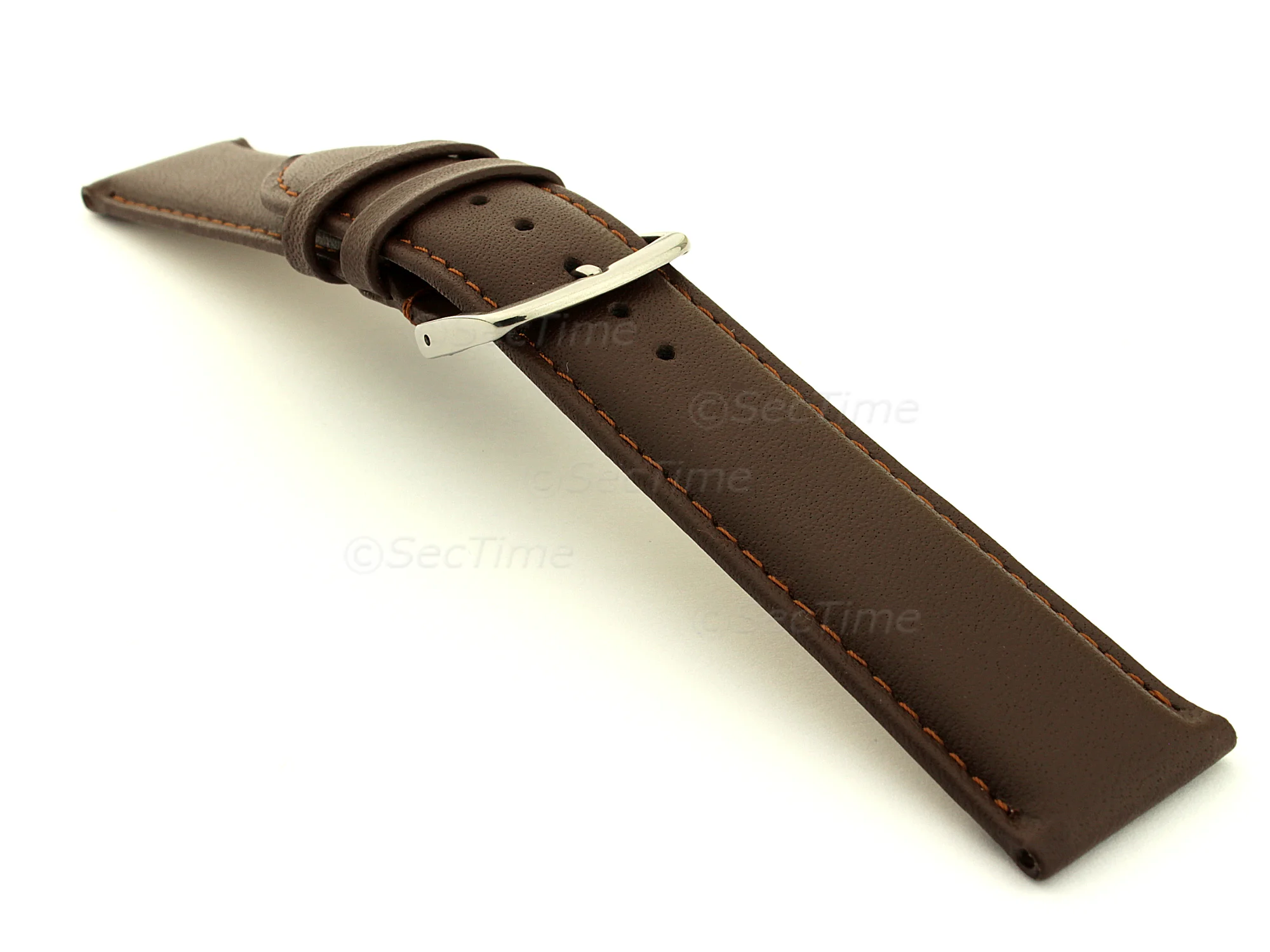 (image for) Genuine Leather Watch Strap Genk Dark Brown / Brown 17mm (2)