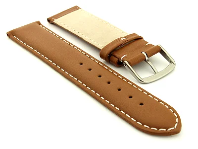 (image for) Genuine Leather Watch Strap Genk Brown / White 17mm (1)