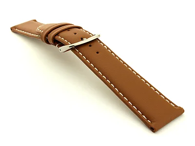 (image for) Genuine Leather Watch Strap Genk Brown / White 19mm (2)