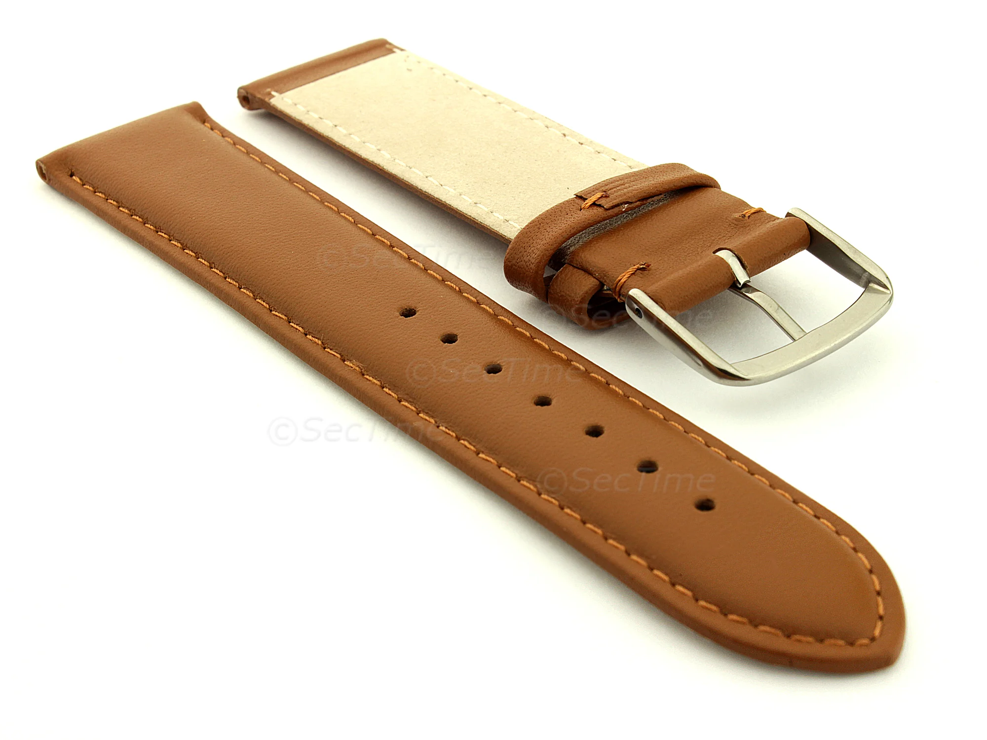 (image for) Genuine Leather Watch Strap Genk Brown / Brown 17mm (1)