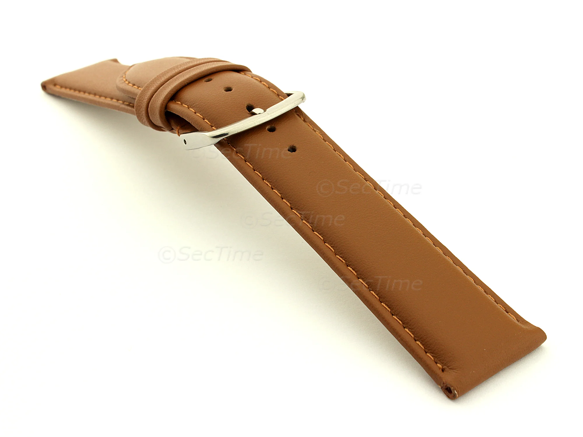 (image for) Genuine Leather Watch Strap Genk Brown / Brown 17mm (2)