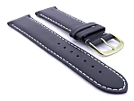 (image for) Genuine Leather Watch Strap Genk Navy Blue / White 17mm