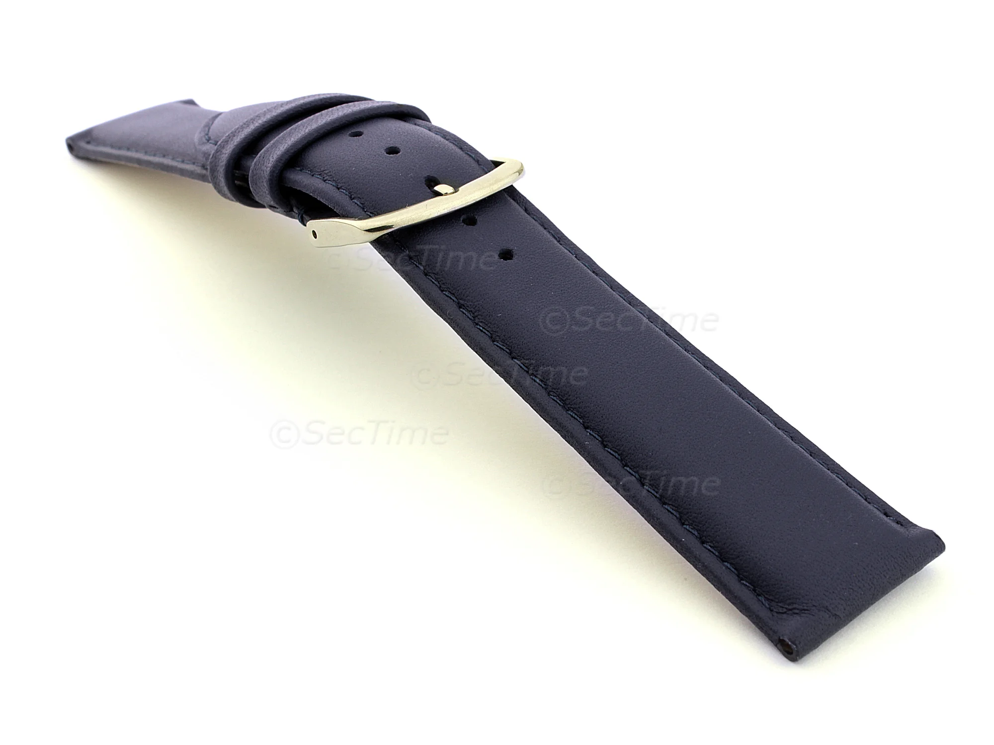 (image for) Genuine Leather Watch Strap Genk Navy Blue / Blue 19mm (2)