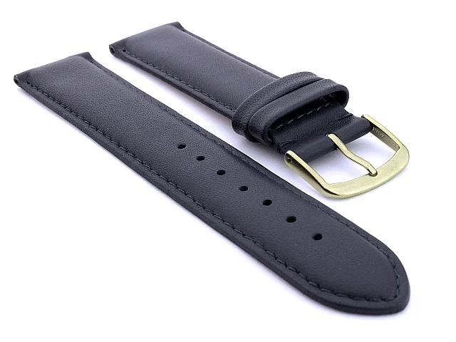 Genuine Leather Watch Strap Genk Navy Blue / Blue 17mm (image for) Genuine Leather Watch Strap Genk Navy Blue / Blue 17mm