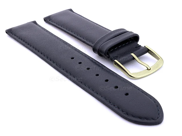 (image for) Genuine Leather Watch Strap Genk Navy Blue / Blue 17mm