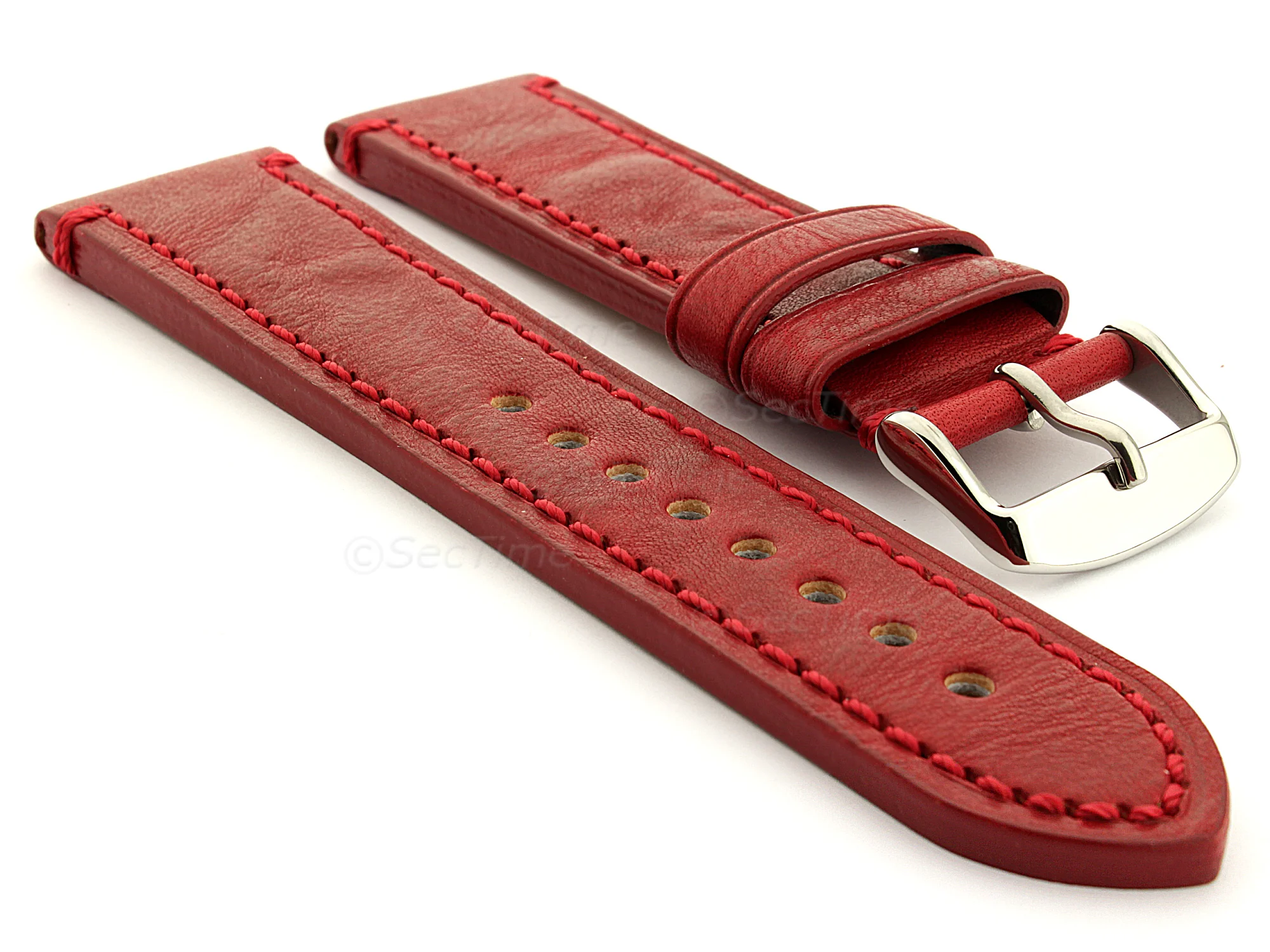 (image for) Leather Watch Strap Grand Catalonia Red 20mm (1)