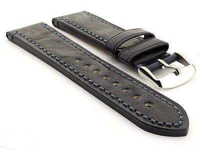 (image for) Leather Watch Strap Grand Catalonia Navy Blue 20mm (1)