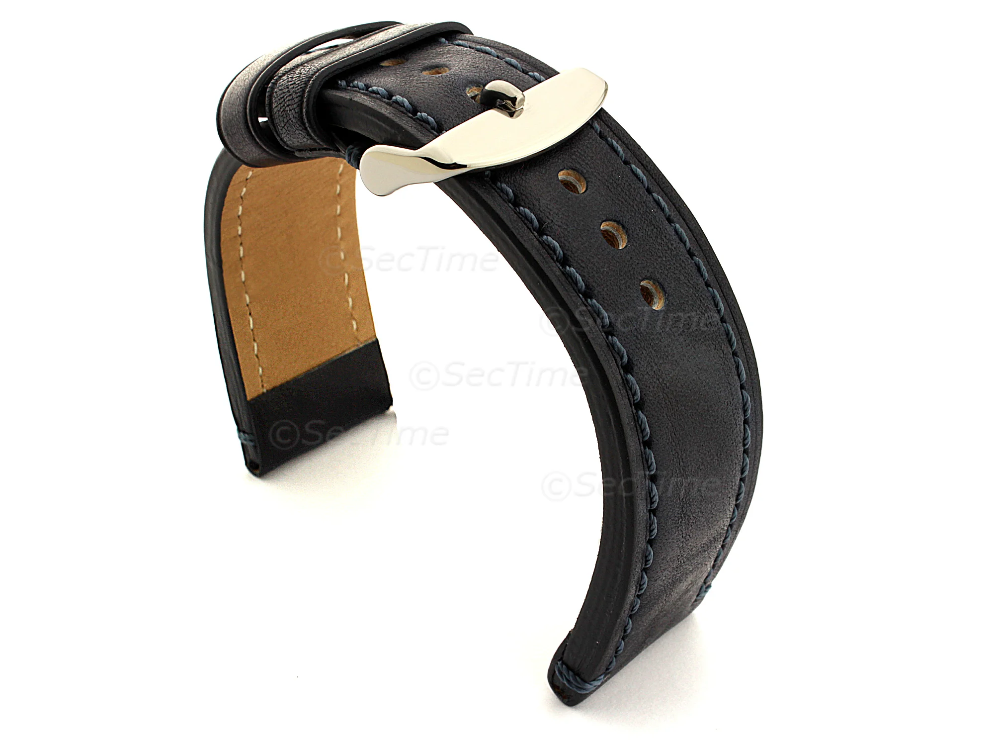 (image for) Leather Watch Strap Grand Catalonia Navy Blue 20mm