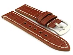 (image for) Genuine Leather Watch Strap CROCO GRAND PANOR Brown/White 20mm