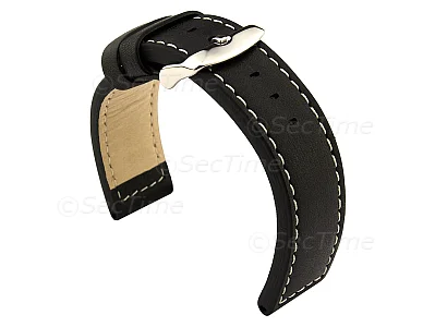 (image for) 24mm Black - HAVANA Genuine Leather Watch Strap / Band