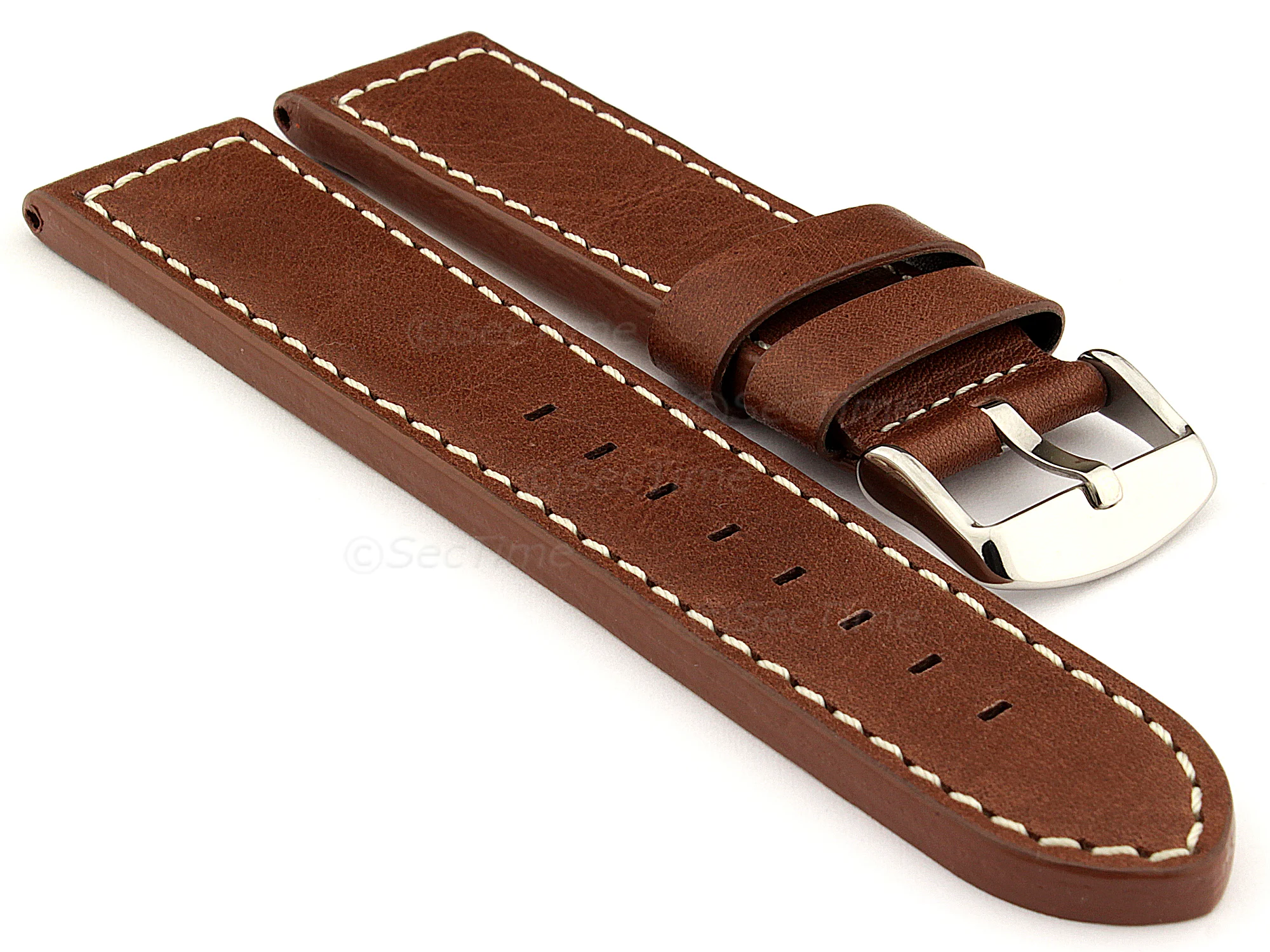 (image for) 22mm Dark Brown - HAVANA Genuine Leather Watch Strap / Band (1)
