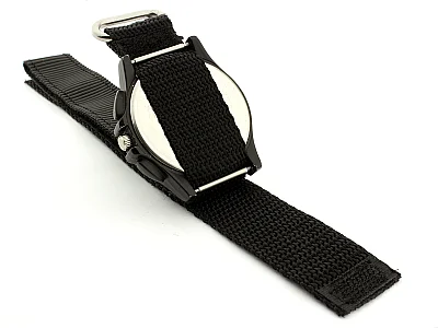 (image for) Hook & Loop Watch Strap Sport, Nylon Black 22mm (2)