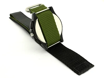 (image for) Hook & Loop Watch Strap Sport, Nylon Olive Green 20mm (2)