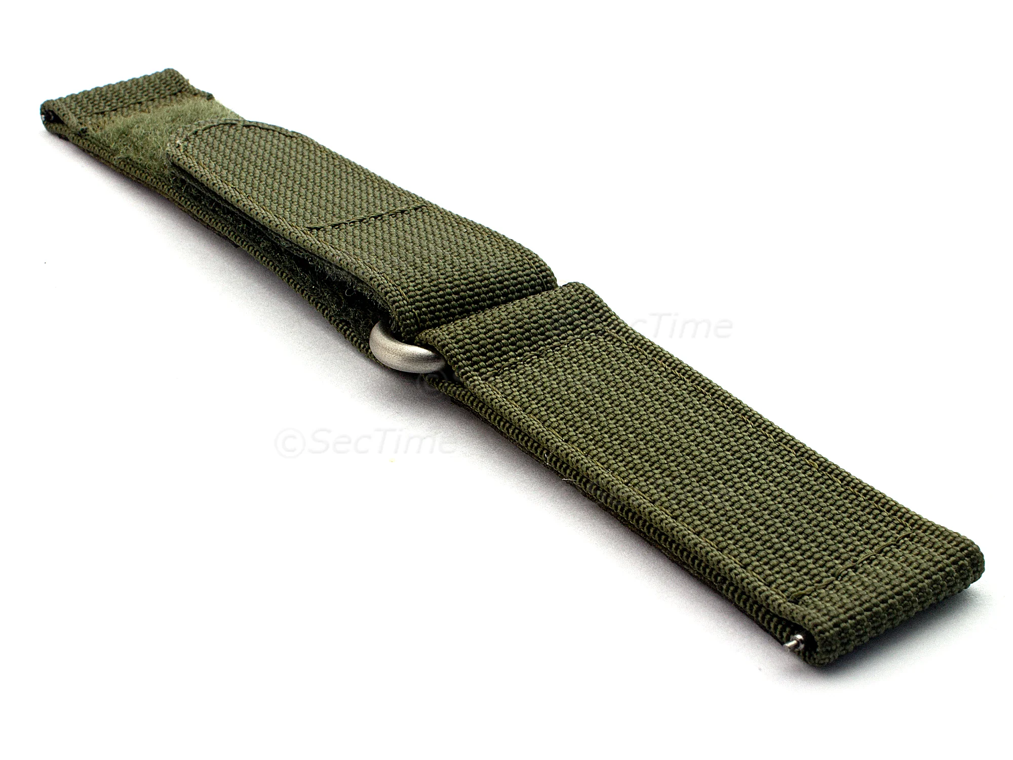 (image for) Quick Release Watch Strap Ribbed Nylon Hook & Loop TP Olive Green 21mm (2)