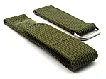 (image for) Quick Release Watch Strap Ribbed Nylon Hook & Loop TP Olive Green 20mm