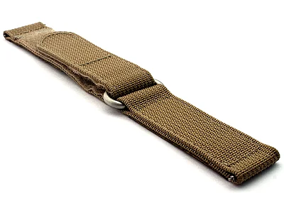 (image for) Quick Release Watch Strap Ribbed Nylon Hook & Loop TP Khaki 20mm (2)