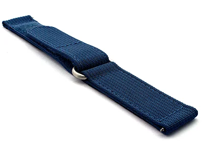 (image for) Quick Release Watch Strap Ribbed Nylon Hook & Loop TP Navy Blue 20mm (2)