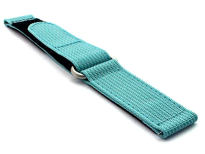 (image for) Quick Release Watch Strap Ribbed Nylon Hook & Loop TP Turquoise 18mm (2)