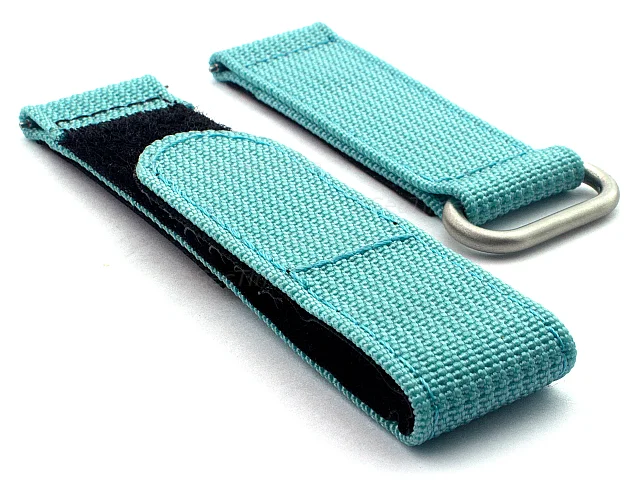 (image for) Quick Release Watch Strap Ribbed Nylon Hook & Loop TP Turquoise 18mm