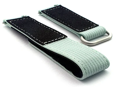 (image for) Quick Release Watch Strap Ribbed Nylon Hook & Loop TP Cyan 20mm (1)