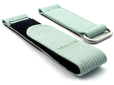 (image for) Quick Release Watch Strap Ribbed Nylon Hook & Loop TP Cyan 18mm